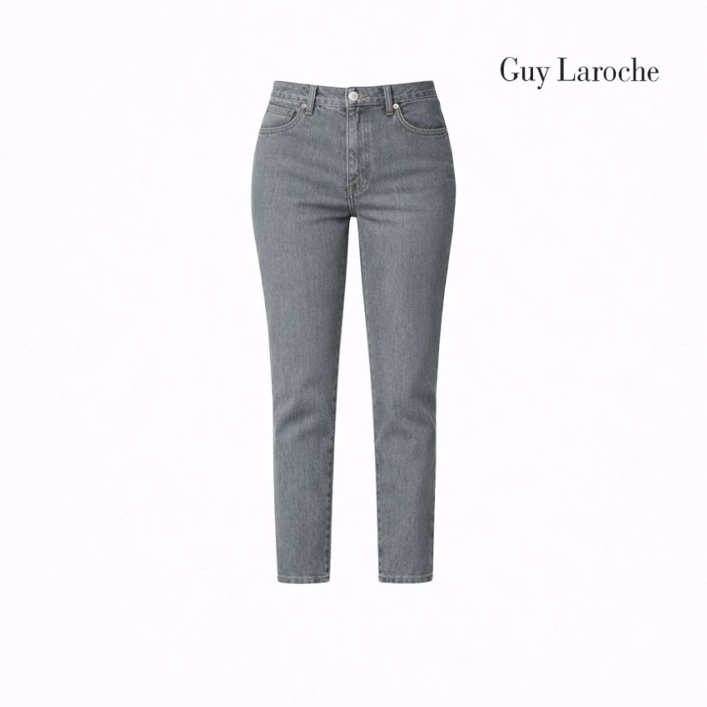 Guy Laroche กางเกงยีนส์ กางเกงผู้หญิง  DENIM SKINNY CROPPED JEANS กางเกงยีนส์สีดำ ยืดหยุ่นดี ใส่สบาย (GWIYBL)