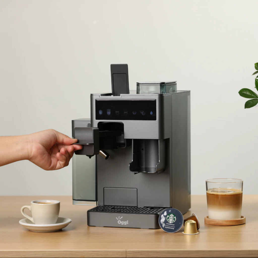 Oggi Rubik เครื่องชงกาแฟอัตโนมัติ 4 in1 มีเครื่องบดในตัว 20บาร์ ชงเมล็ดสด/แคปซูล Nespresso DolceGusto ตีฟองนมอัตโนมัติ thumbnail 4