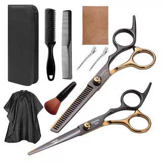 Langton พร้อมส่ง 9 PCS/Set กรรไกรตัดผม กรรไกรตัดผมอุปกรณ์ทำผม กรรไกรตัดผมชาย/หญิง ชุดตัดผม