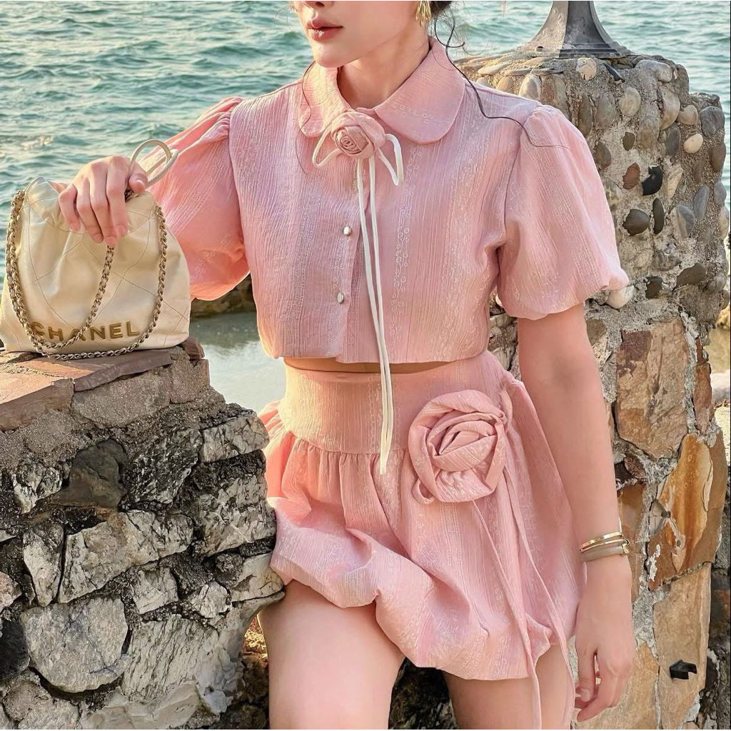 (มือ1) Jidapa style  L เซตกระโปรงบอลลูน งานป้าย💕