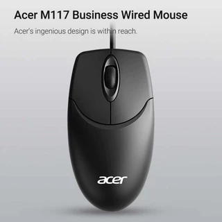 Acer เมาส์มีสาย M117 เสียบแล้วใช้ได้เลย ดีไซน์ไร้เสียง เฟืองปรับสเกล สรีรศาสตร์ Wired Mouse เมาส์