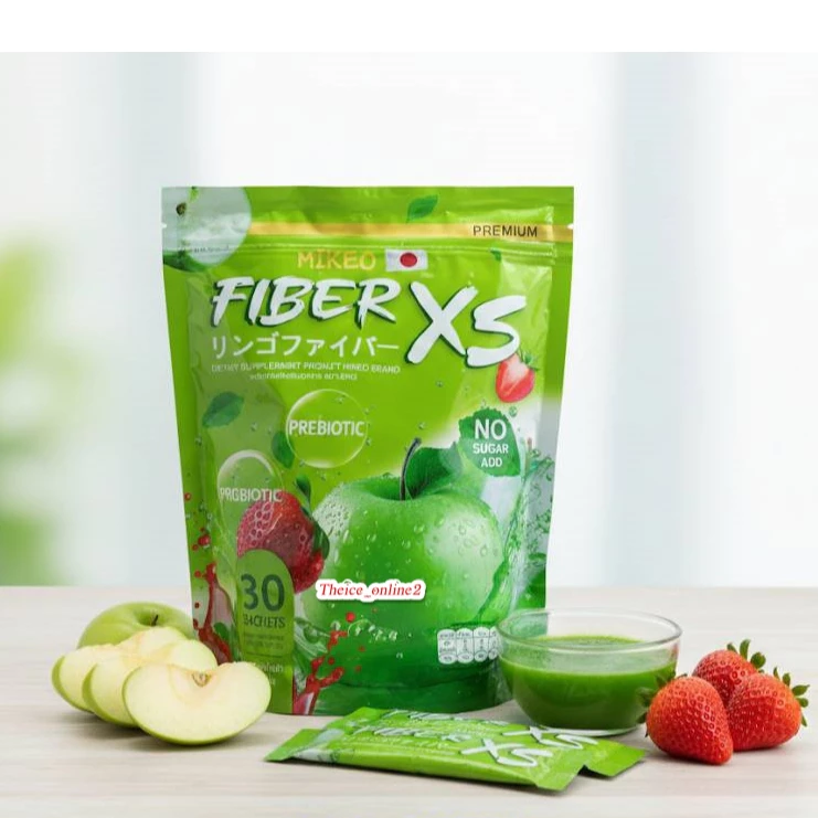 MIKEO Fiber xs มิเกว มิเกล น้ำชงแอปเปิ้ลผสมสตอเบอร์รี่ 1ห่อ มี 30 ซอง ( ไฟเบอร์มิเกล )