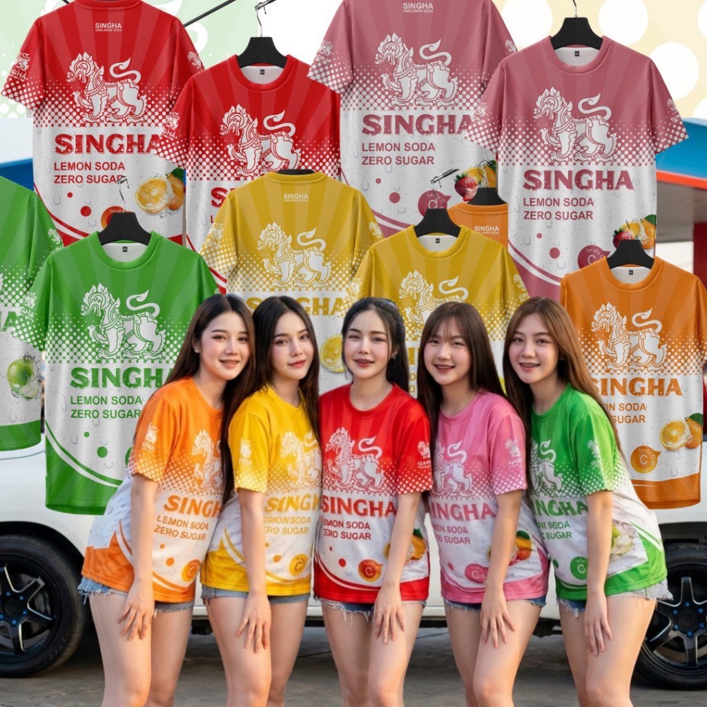 Soda - ทีมโซดาสิงห์ 5 สี แดง เขียว ส้ม เหลือง ชมพู เสื้อยืดลายกวนๆ ใส่เป็นกลุ่ม ใส่เป็นทีม เท่ยกแก๊ง