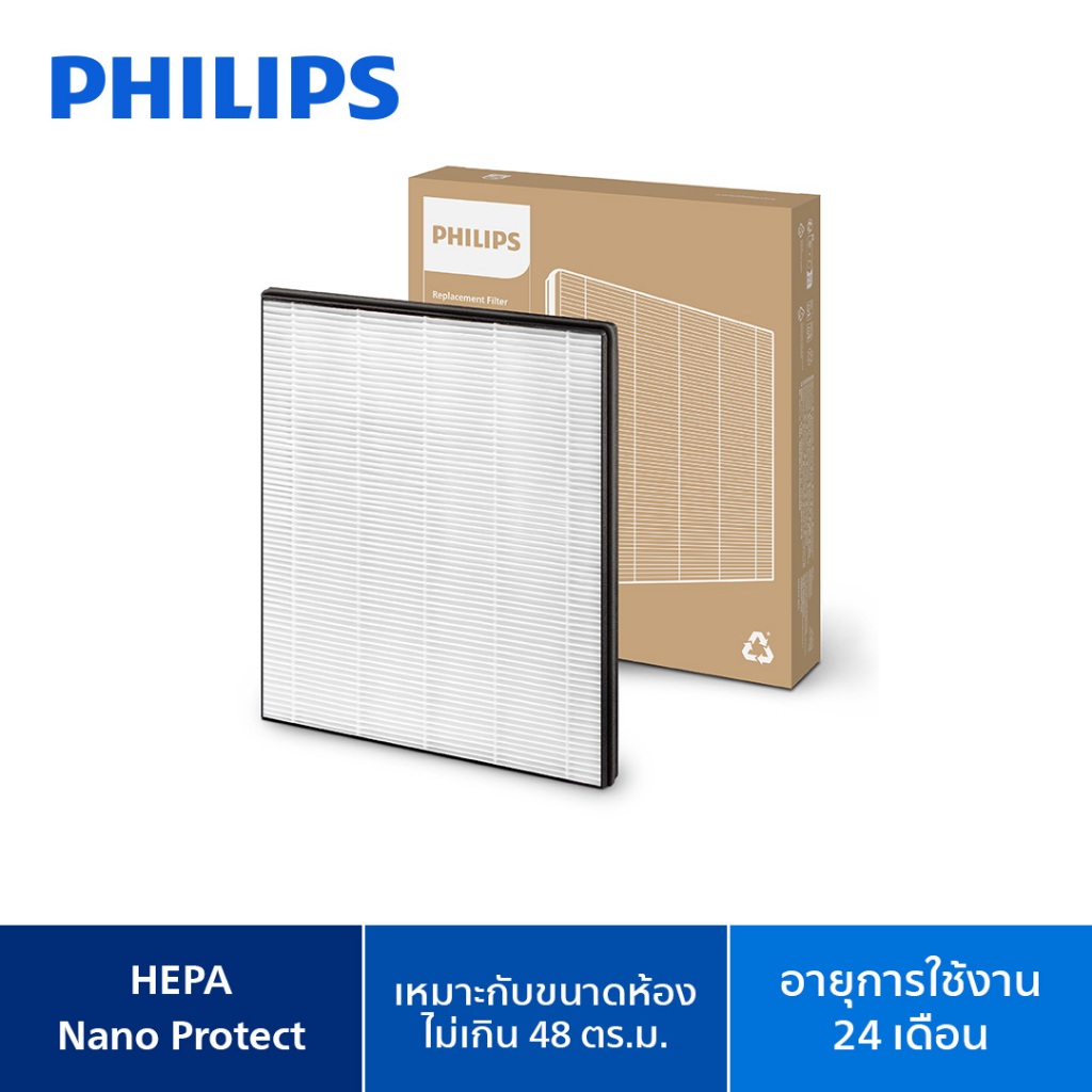 แผ่นกรอง HEPA NanoProtect สำหรับเครื่องลดความชื้นและฟอกอากาศแบบ 2 in-1 รุ่น (DE5305) FY1120/00