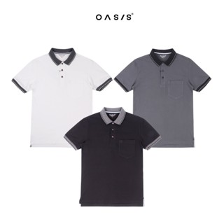 OASIS เสื้อโปโล โปโล ผู้ชาย แขนสั้น ผ้าคอตตอน สแปนเดกซ์ รุ่น…