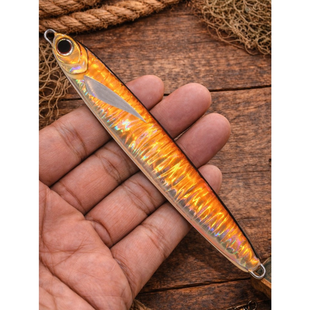 A-014 เหยื่อจิ๊กสีส้ม Orange Hologram Jig 25g-60g งานทะเล รูปที่ 4