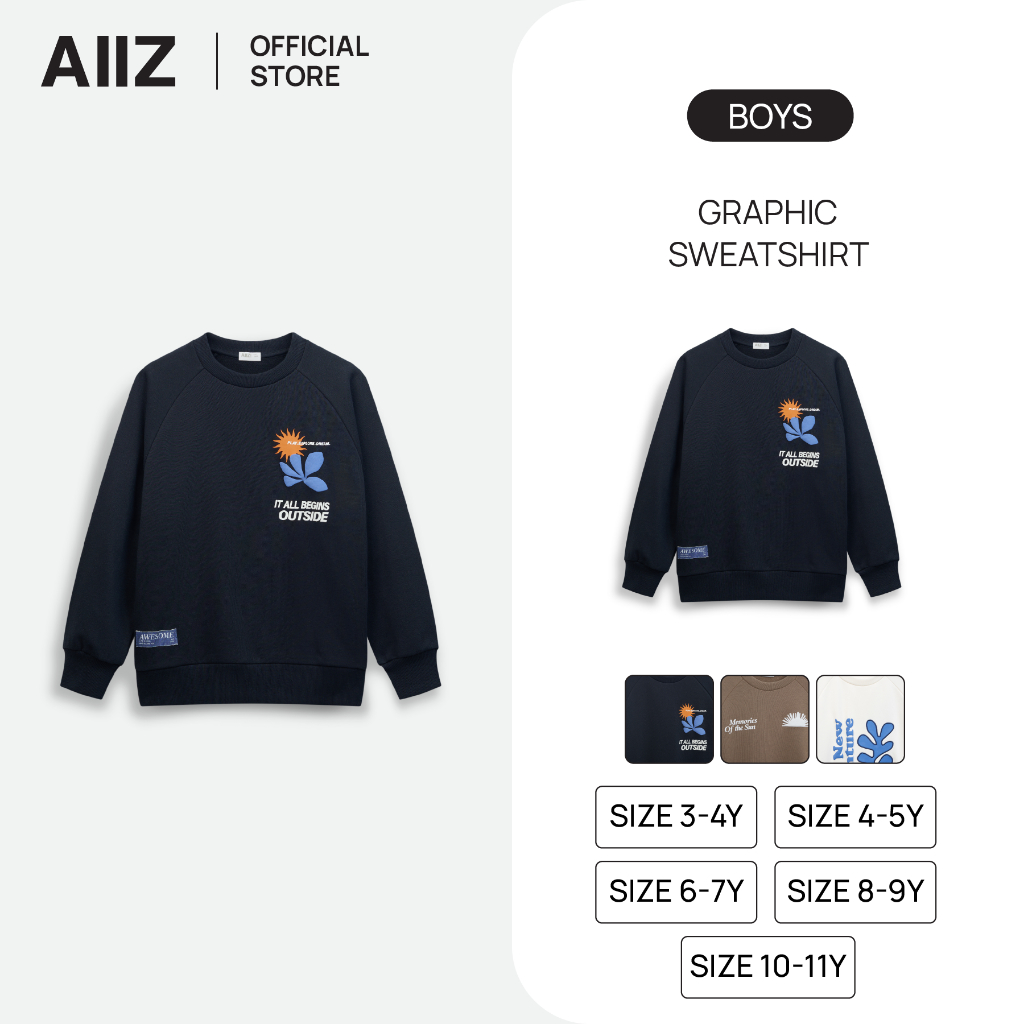 AIIZ เสื้อคอกลมแขนยาวเด็กผู้ชาย