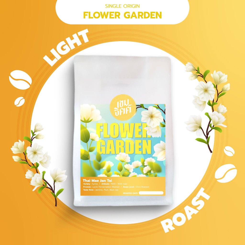 เมล็ดกาแฟคั่วอ่อน Thai แม่จันใต้ Flower Garden 200กรัม คั่วใหม่พร้อมส่งทุกวัน