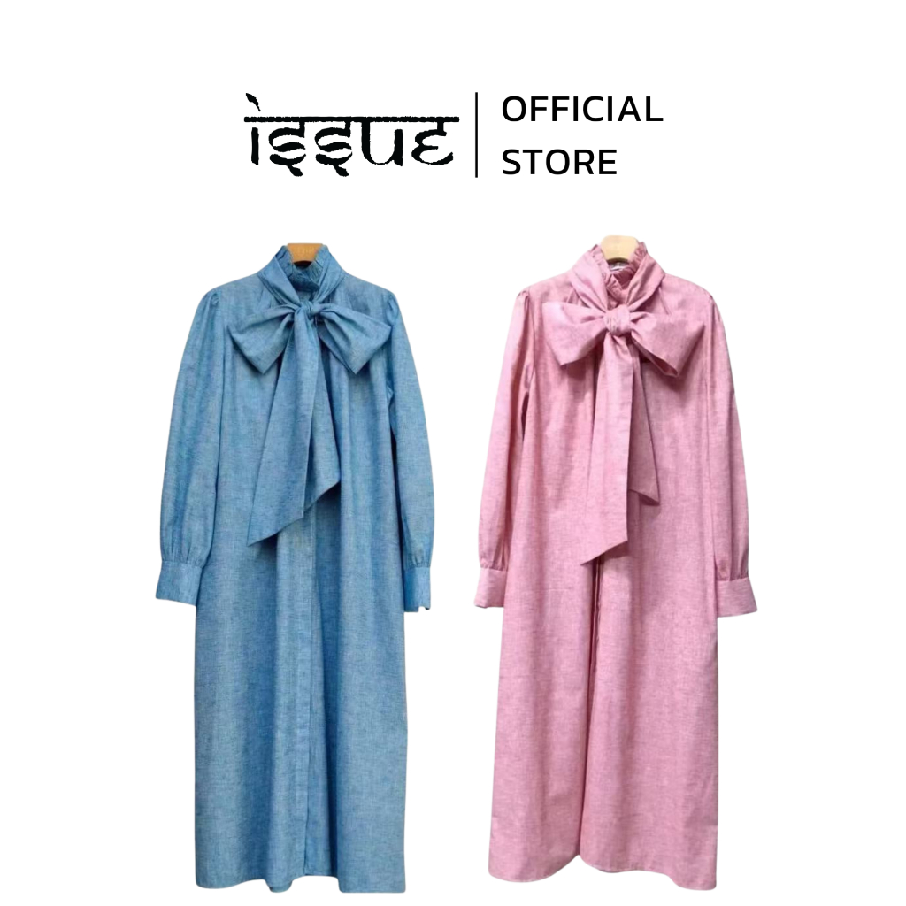 ISSUE THAILAND เดรสคอโบว์ ชมพู/น้ำเงิน