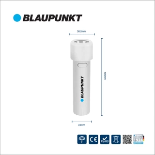 BLAUPUNKT ไฟฉายมินิมอล 1W แสงขาว 6500K ขนาดพกพา ชาร์จได้ แบต 800mAh รุ่น BP-FLL1