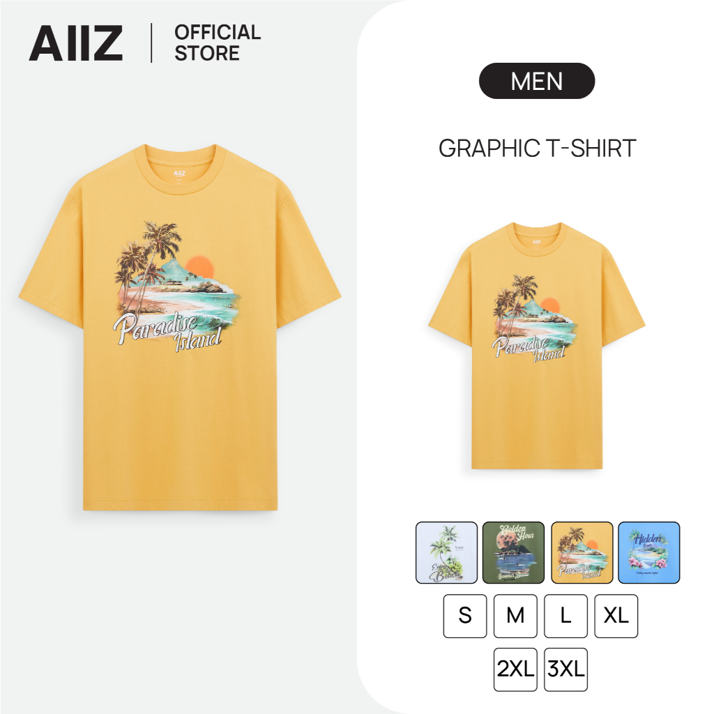 AIIZ เสื้อยืดคอกลมผู้ชาย ลายกราฟิก AIIZ Men's Graphic T-Shirt