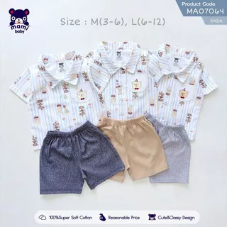 Mami Baby ชุดเซ็ทเสื้อเชิ๊ตพิมพ์ลาย+กางเกง 3-6 M, 6-12M, 12-18M, 18-24M (1 ชุด) | Babytrend