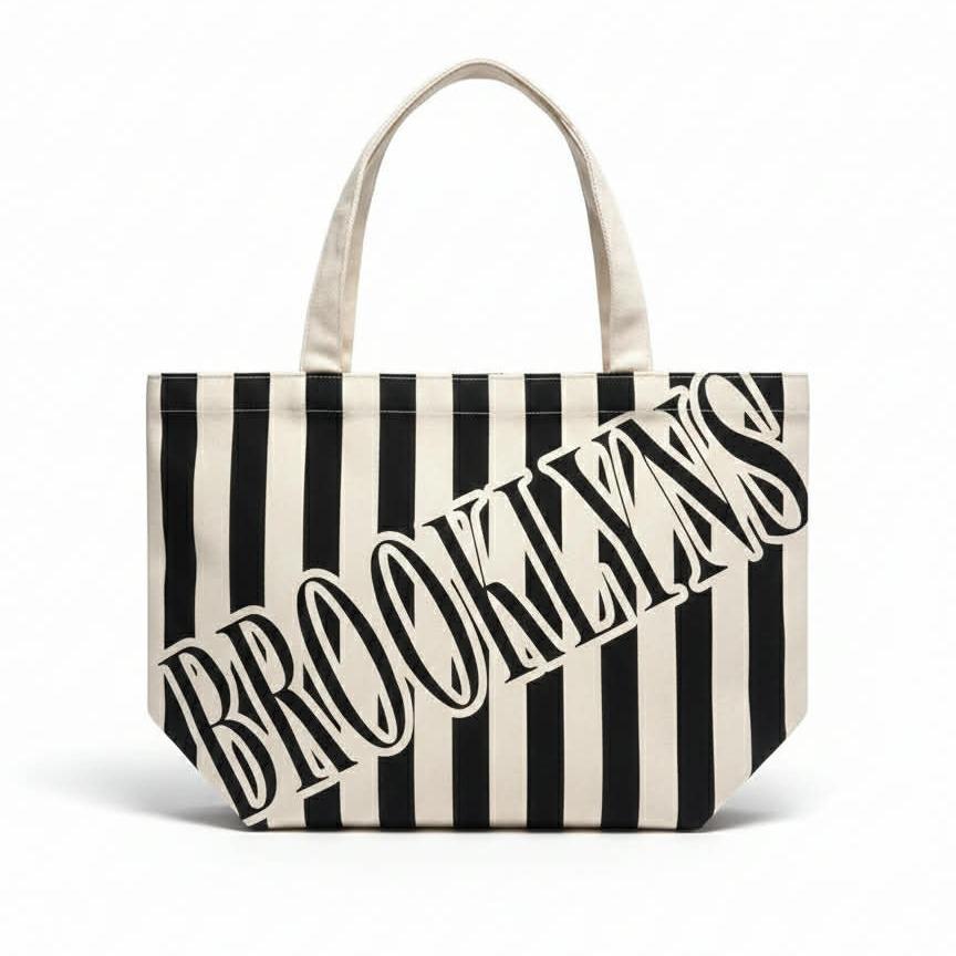 Brooklyns กระเป๋าผ้าลายตั้ง เนื้อผ้าฝ้าย