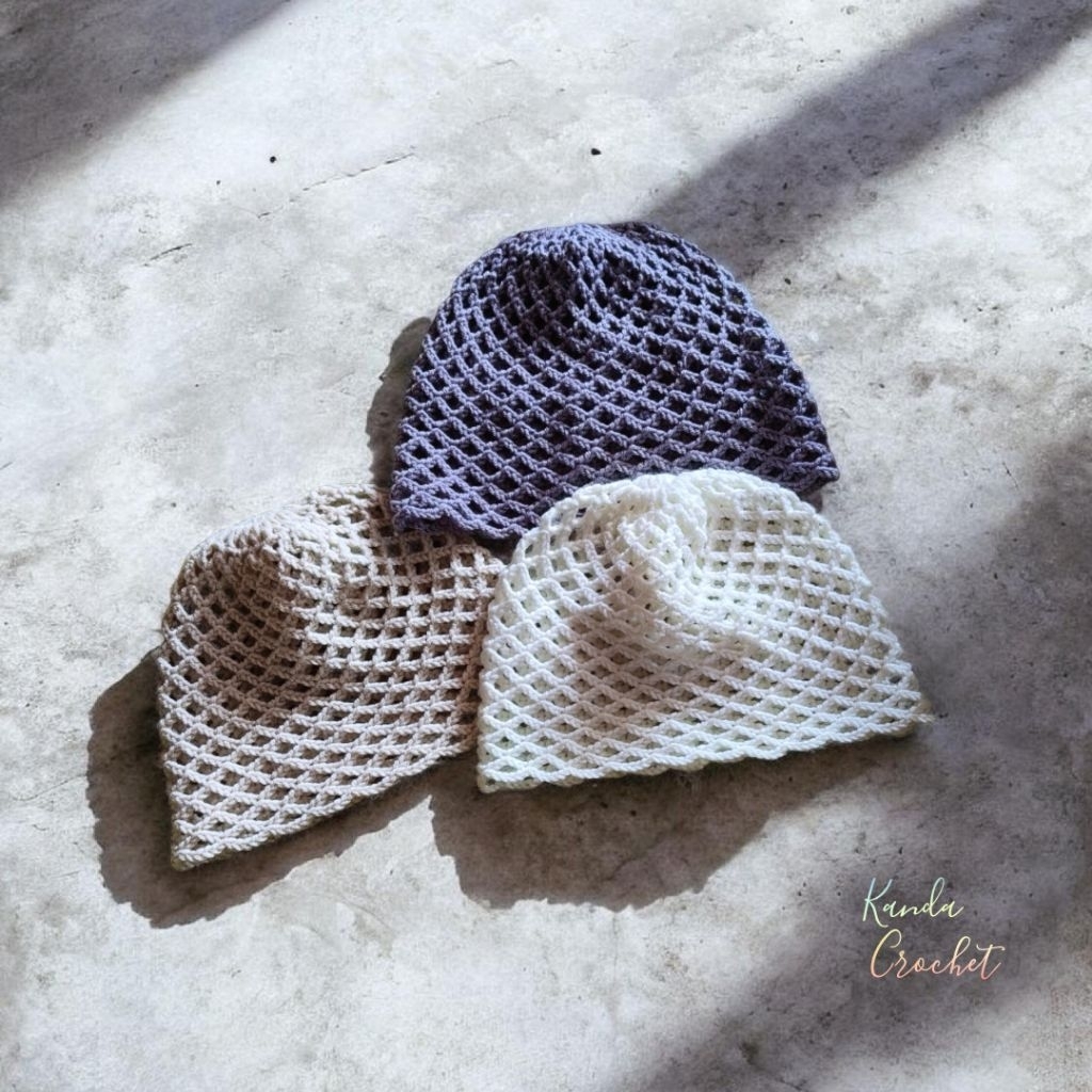 Mesh hat / skull hat crochet หมวกถักตาข่าย 100%Handmade (จัดส่งภายใน48ชม.)