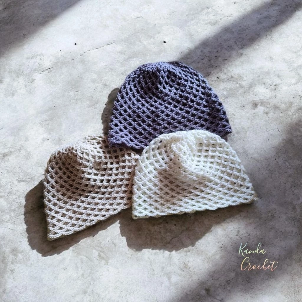 Mesh hat / skull hat crochet หมวกถักตาข่าย 100%Handmade (จัดส่งภายใน48ชม.)
