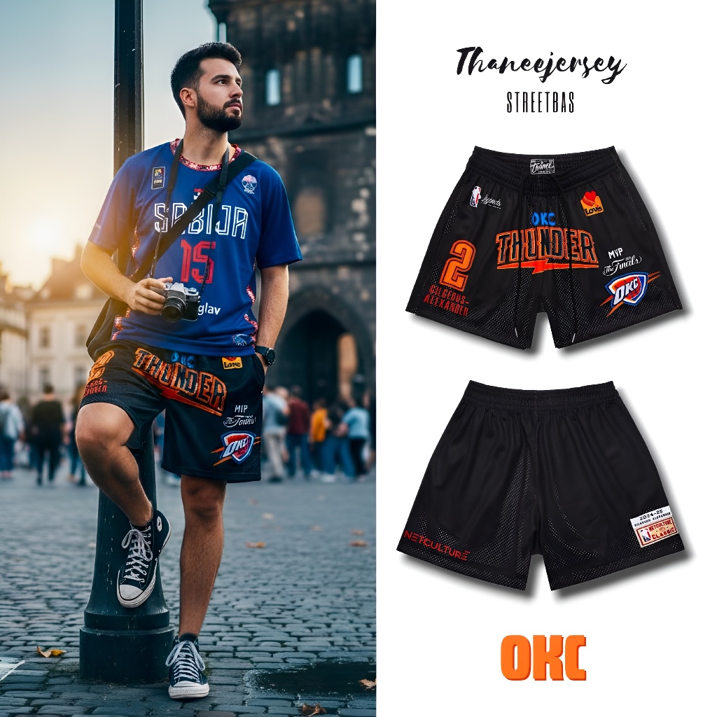 กางเกงกีฬา กางเกงบาสขาสั้น OKC [ มีไซส์ใหญ่ ]