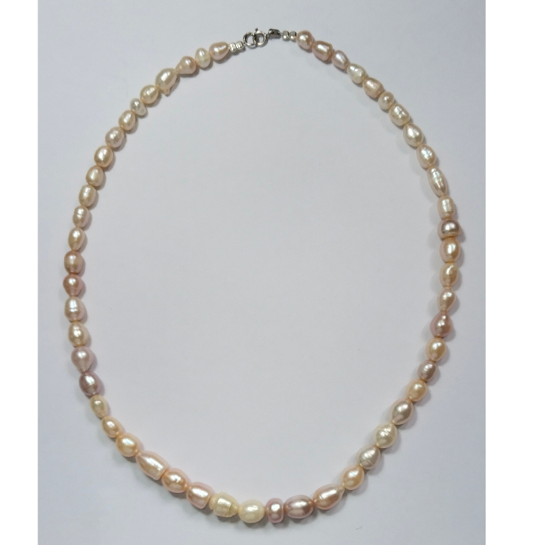 U45สร้อยคอมุกแม่น้ำธรรมชาติพร้อมส่ง