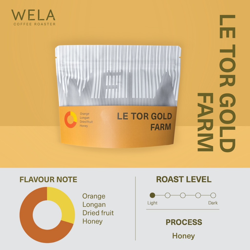 WELA Coffee Roaster - เมล็ดกาแฟคั่ว Le Tor Gold Farm, Honey Process, Light Roast