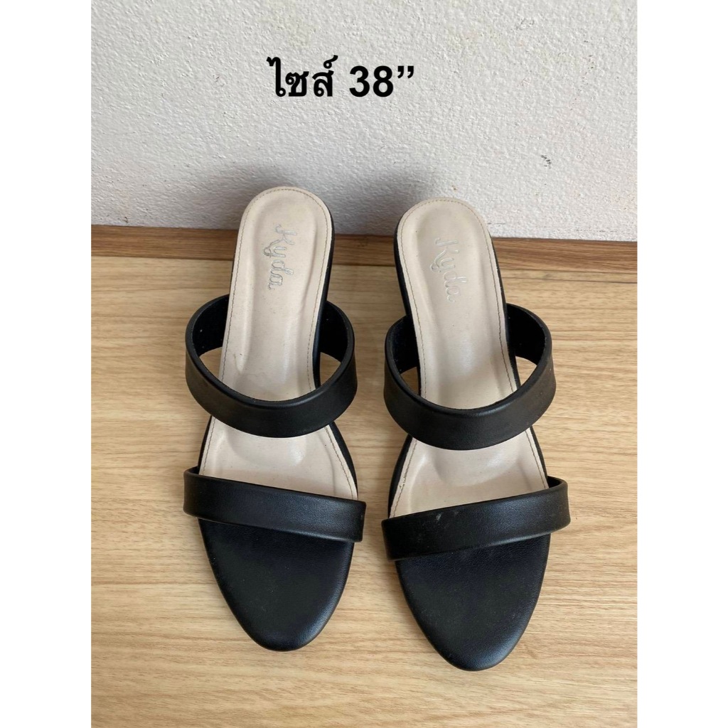 รองเท้าส้นสูงสีดำ แบรนด์ Kyda มือสองใส่ครั้งเดียว