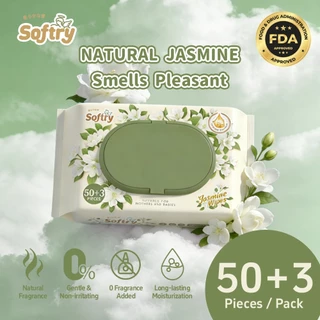 Softry ทิชชู่เปียก กลิ่นมะลิ ผ้าใยสังเคราะห์ กลิ่นมะลิไทย naturelle ปราศจากแอลกอฮอล์ Baby Wipes