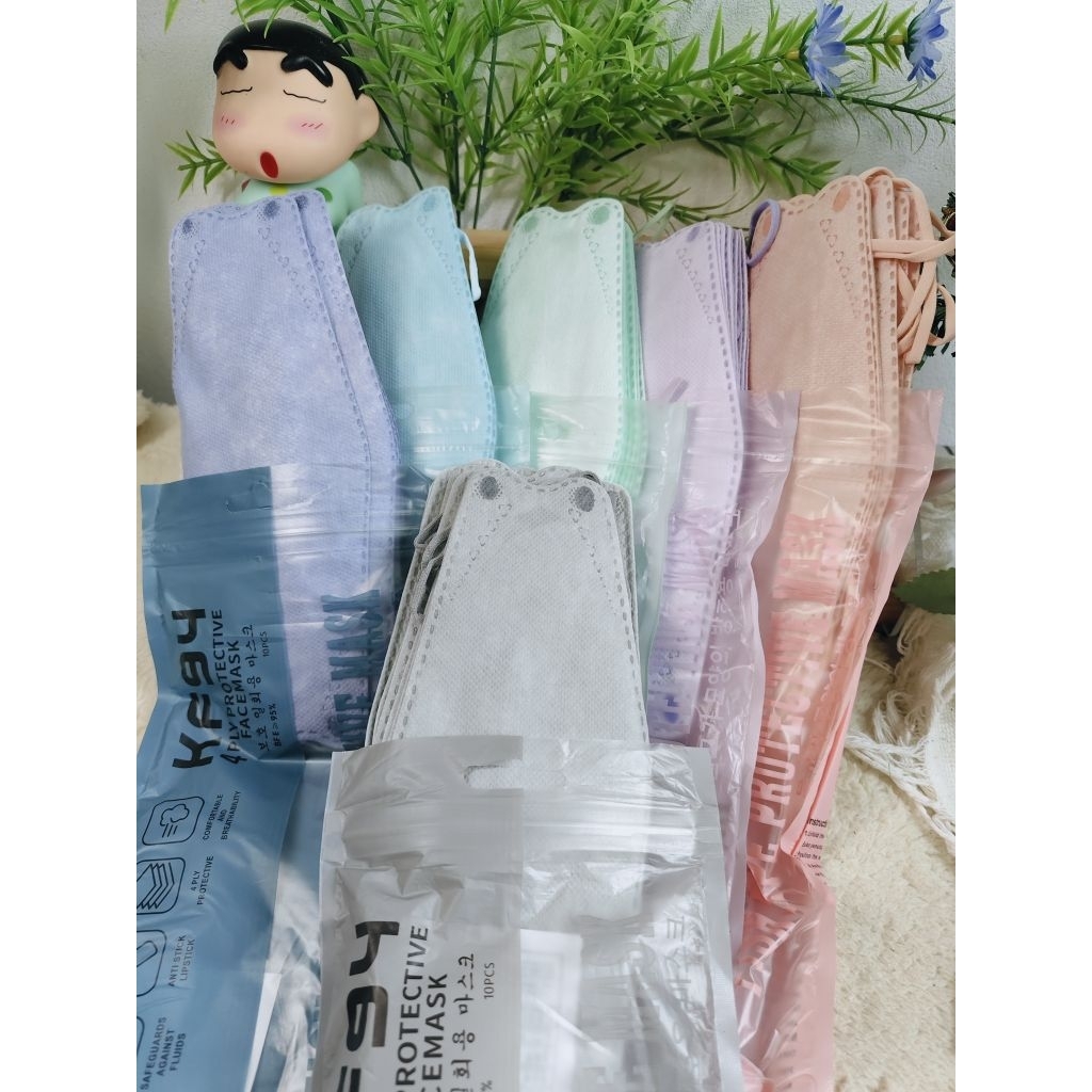 [ 1 ห่อ มี 10 ชิ้น ] หน้ากากอนามัย แมสหน้ากากเกาหลี KF94 สีพาสเทล