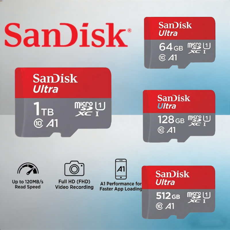 SanDisk Ultra Micro SDXC UHS-I 32GB 64GB 128GB 256GB 512GB 1TB ความเร็วอ่านสูงสุด 140 MB/s U1 A1