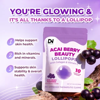 DN L-Glutathione Acai Berry Lollipops with Vitamin C Dietary Supplement Strawberry Raspberry Anti-age Glow Skin 10PCS