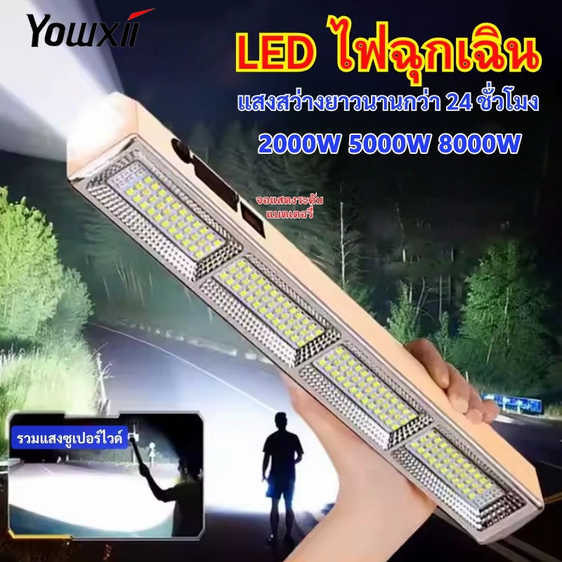 YOWXII ไฟฉุกเฉิน ไฟแคมป์ปิ้ง อเนกประสงค์ ความสว่างสูง โหมดแสง 6 โหมด แสง LED ทนทาน พร้อมตะขอแม่เหล็ก