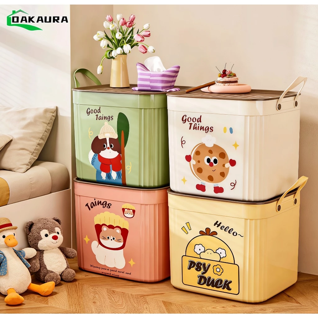【รับประกัน 10 ปี】กล่องเก็บของ ลวดลายการ์ตูน อัปเกรดความจุสูง หลายสี วัสดุปลอดภัย PP กล่องเก็บของอเนกประสงค์ Storage box