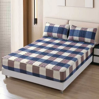ผ้าปูที่นอนเสริมใยนุ่ม ยางรัดมุม 360 องศา สีไม่ตก ไม่หลุด ไม่ขึ้นขน ผ้าคอตตอนเสริมใยนุ่ม 100% ป้องกันไรฝุ่น 3.5F/5F/6F