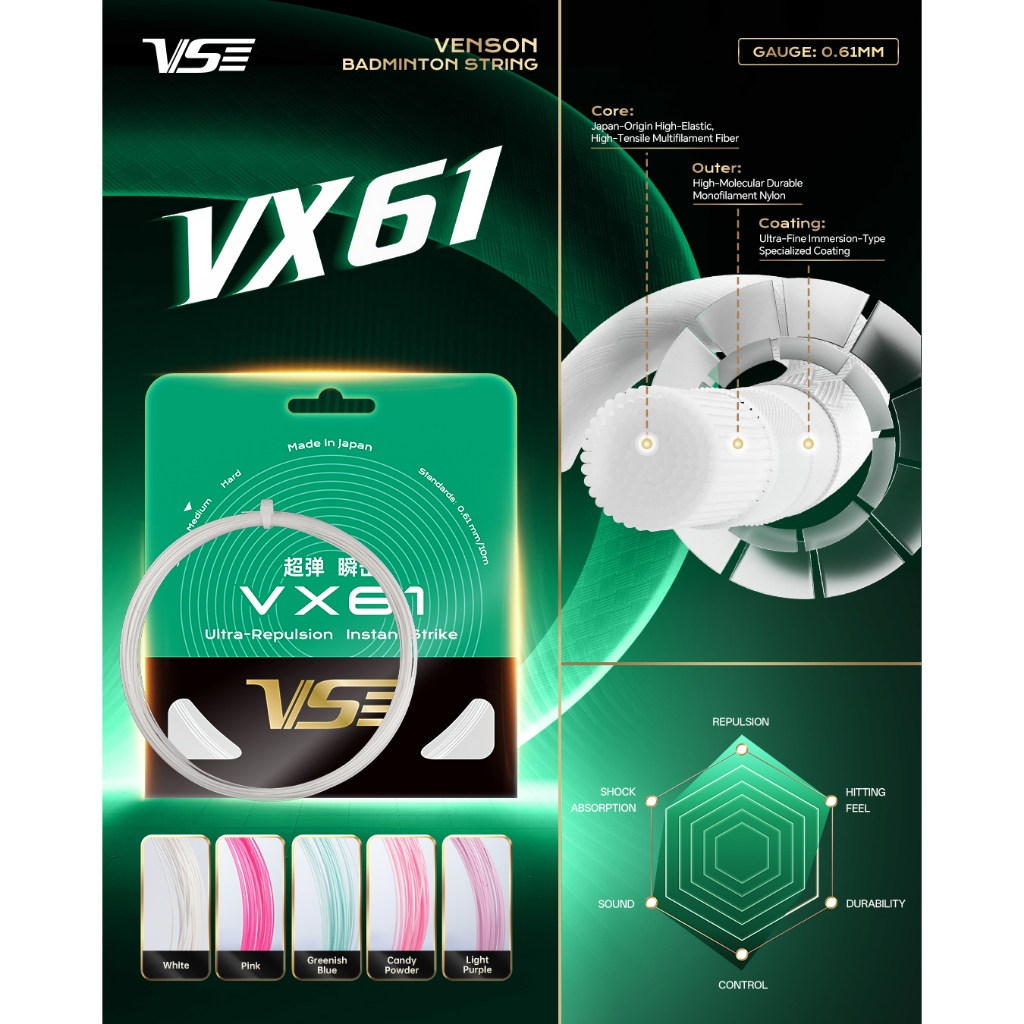 VS เอ็นไม้แบดมินตัน รุ่น VX61 Badminton String