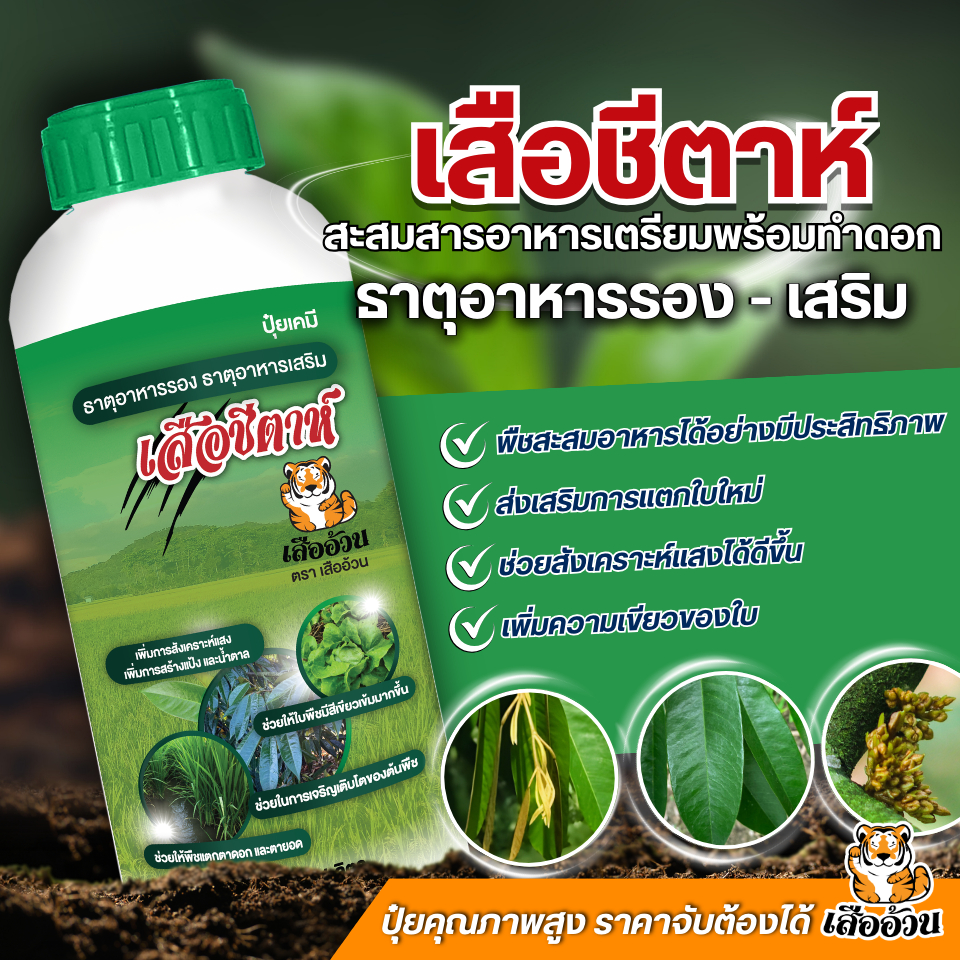 ปุ๋ยเสืออ้วน เสือชีตาห์ ปุ๋ยน้ำธาตุอาหารรอง - เสริม สูตรบำรุงการเจริญเติบโต ขนาด 1 ลิตร