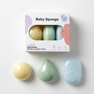 Bubble Beans ฟองน้ำเด็ก ใยบุกธรรมชาติ ไม่ระคายเคืองผิว 3ชิ้น/กล่อง รุ่น UW023/UW024/UW059