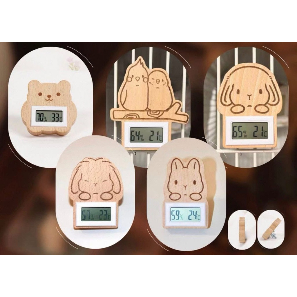 🤎พร้อมส่ง🤍  เครื่องวัดอุณหภูมิ ความชื้น สำหรับนก หนู กระต่าย ยึดติดกับกรงได้ มี 7 แบบ