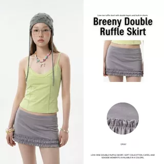 Breeny Double Ruffle Skirt | กระโปรงกางเกงเอวต่ำ แต่งรัฟเฟิล 2 ชั้น กระโปรงมีซับใน ColiCotton| MURF.BKK |Mini Skirt B185