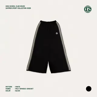 Highschool Summer Collection : Clubhouse Stripe Crochet Track Pants กาเกงขายาวแทร็คไหมพรม - BTB36019