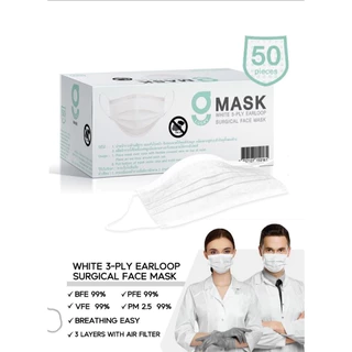หน้ากากอนามัยทางการแพทย์ G Lucky 3 ชั้น สีเขียว/ฟ้า/ขาว/ดำ 50 ชิ้น/กล่อง