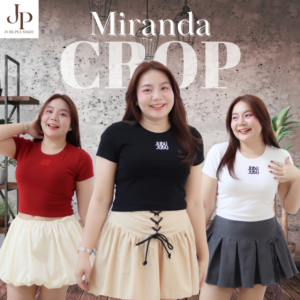 ส่งทันที!🛵 เสื้อครอปสาวพลัสไซส์ ปักลาย JUBUJUBU ผ้ายูนิโคล่ ผ้านุ่มยืด อก34-46นิ้ว เสื้อยืดคอกลม#557