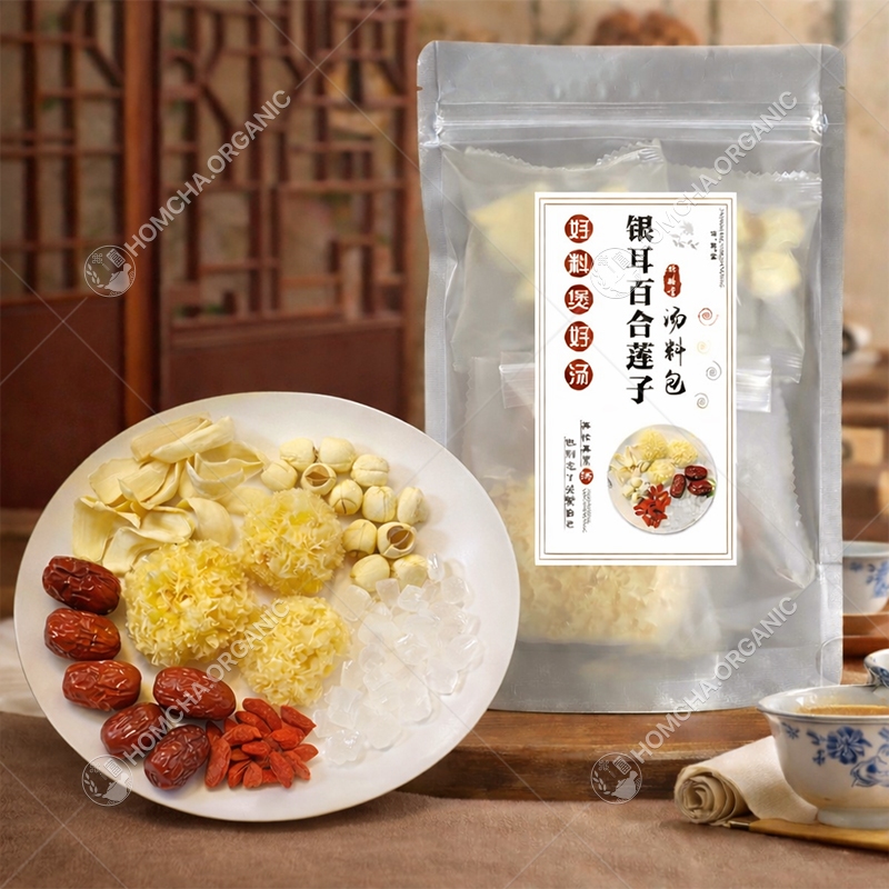 ซุปเห็ดหูหนูหิมะขาว หัวลิลลี่ เม็ดบัว 银耳百合莲子羹 Snow Fungus, Lily Bulb & Lotus Seed Soup