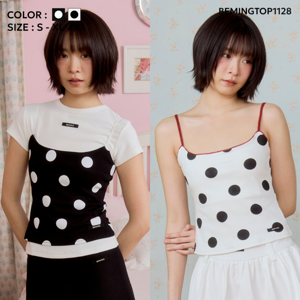 Bemingtop1128(S-XL)-Dolly Dot Top – สายเดี่ยวลายจุดคลาสสิก เพิ่มความขี้เล่นให้ทุกวันดูพิเศษ ราคา ถูกที่สุด ดีลบีเคเค