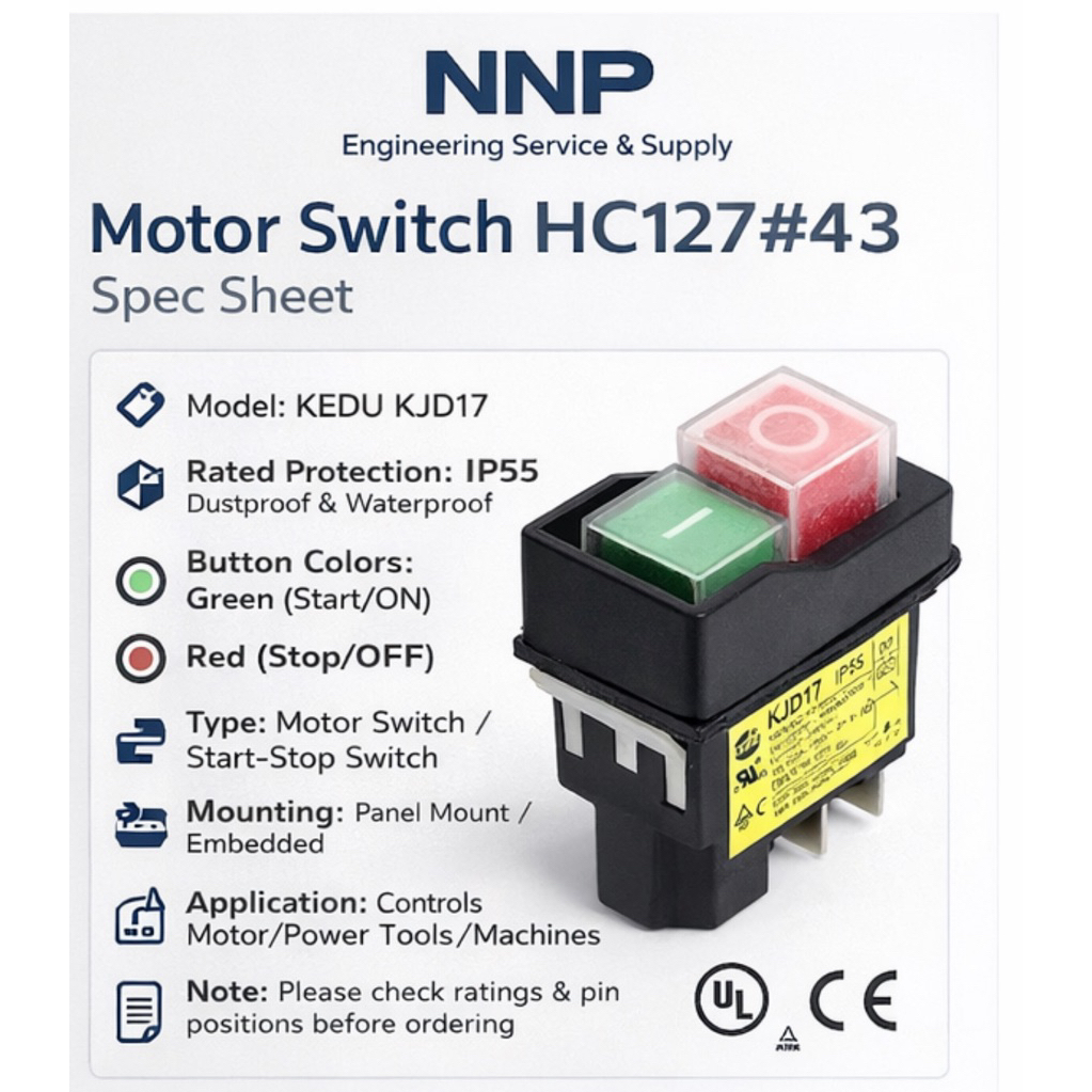 อะไหล่ HC127#43 สวิตช์มอเตอร์ KEDU KJD17