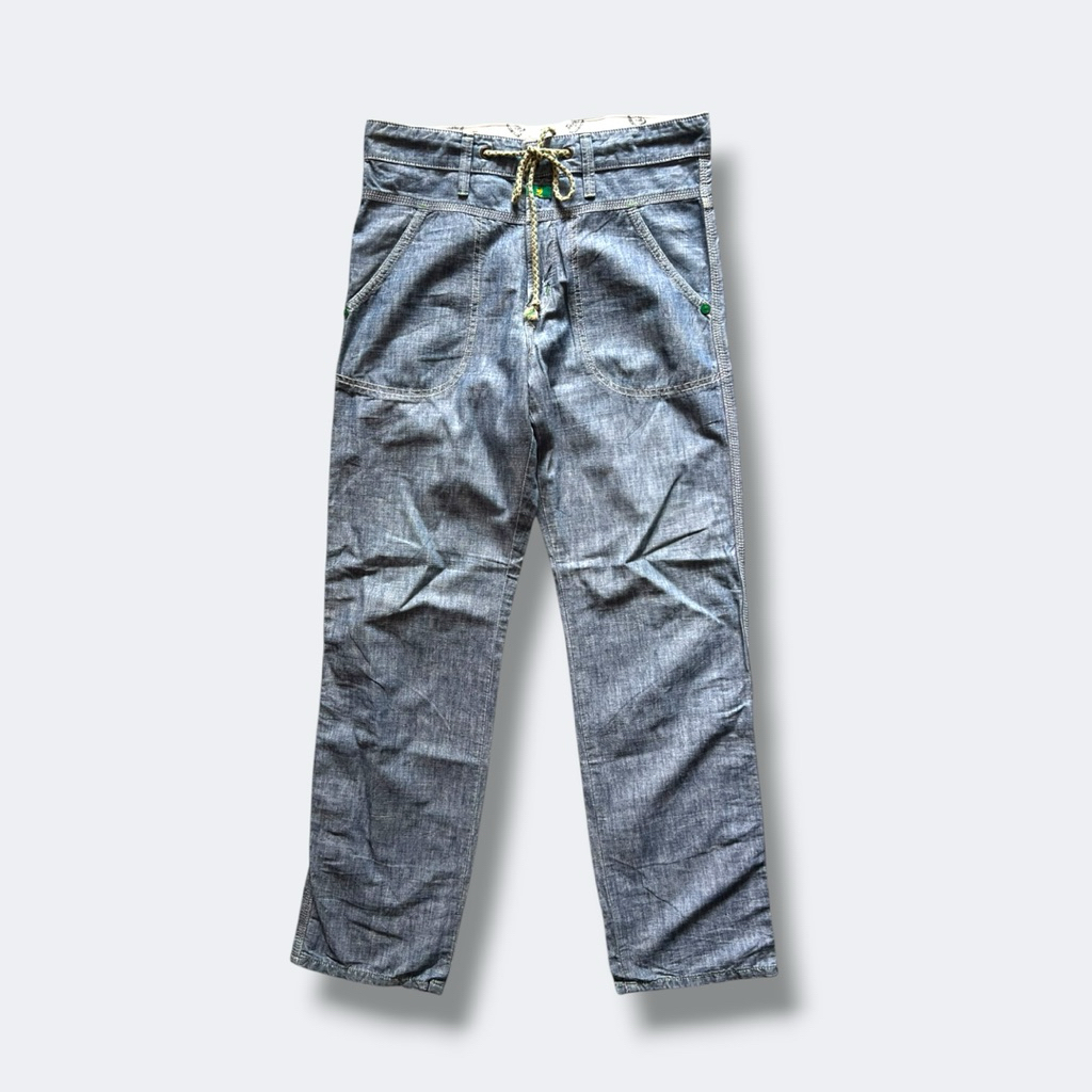 EDWIN PANTS ผ้า CHAMBRAY RETRO 1961’ TOKYO JAPAN COMFORTABLE CLOTHING เอว 32