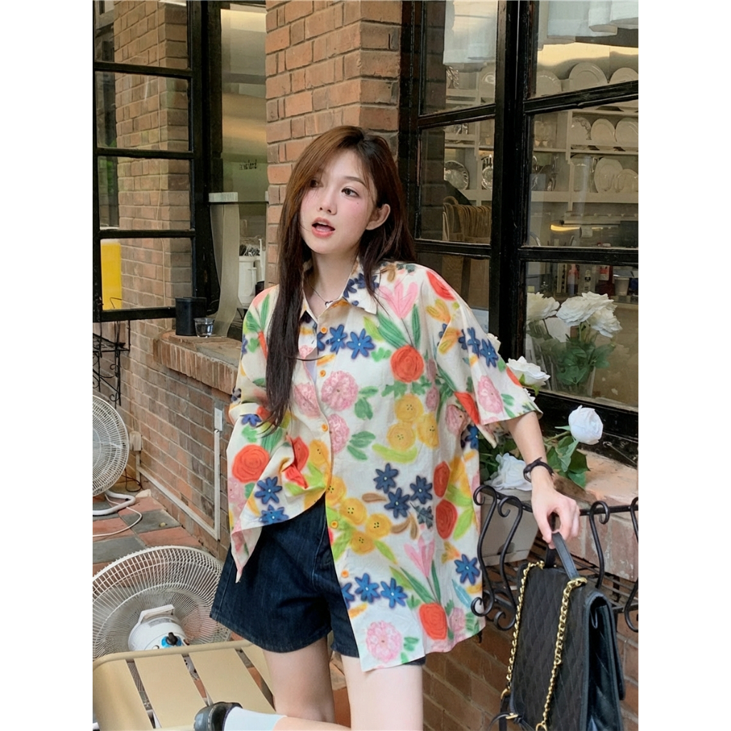 cherryshop🍒เสื้อเชิ้ตเรียบหรู เสื้อเชิ้ตระบายอากาศ สบาย สไตล์สตรีท กันแดด สวยหวาน หล่อ ลดอายุ อ่อนโยน รูปที่ 7
