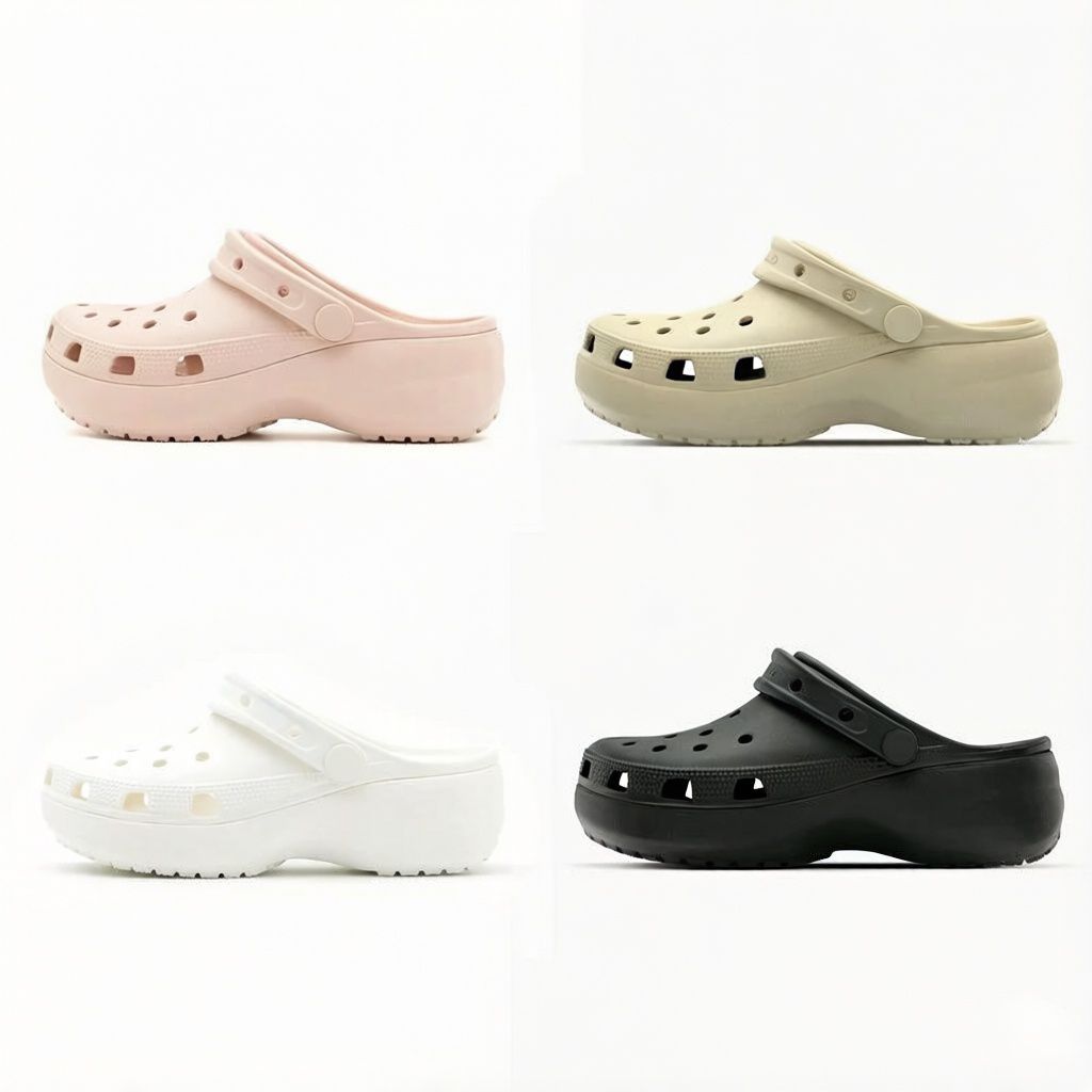 PLATFORM CLOG รองเท้าแตะสตรีสไตล์ลำลอง สูงขึ้น 4-5 ซม.