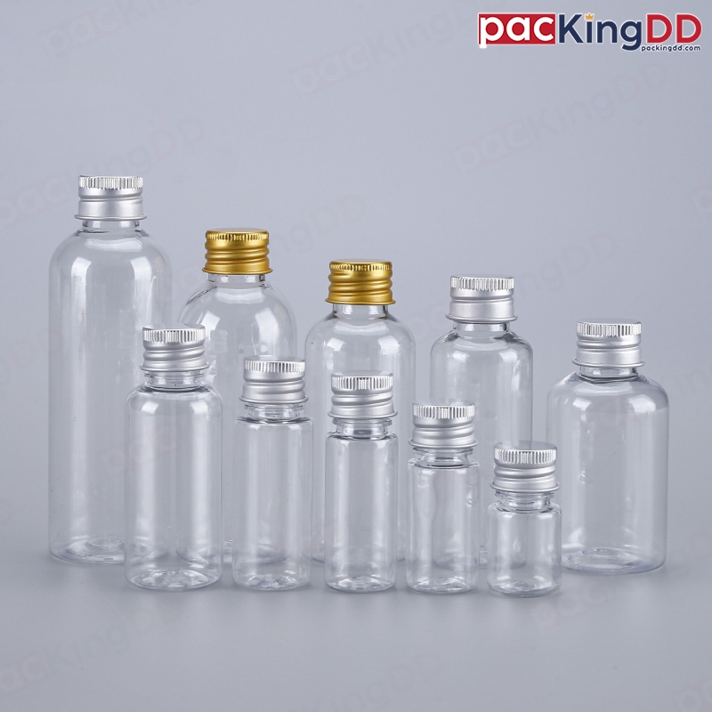 (แพ็ค 10 ชิ้น) ขวดพลาสติก ใส PET ฝาอลูมิเนียม P430 ขวดเปล่า ขวดทราย ขวดเม็ดหอม PackingDD