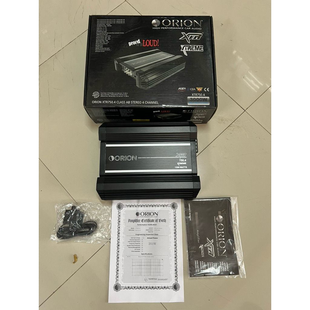 15000บาท แอมป์ขับกลางแหลม Orion รุ่น XTR-750.4 เพาเวอร์แอมป์ติดรถยนต์