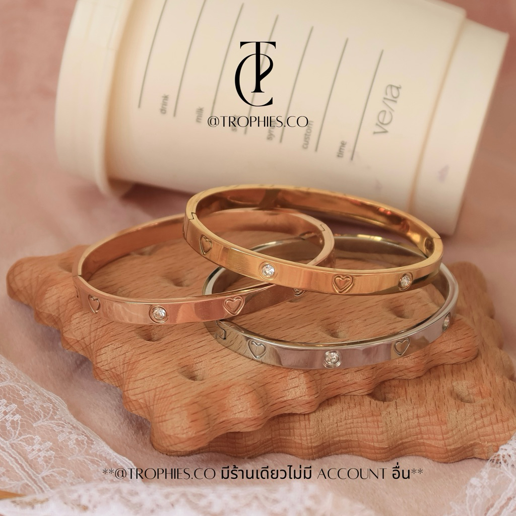 Love Bangle กำไลหัวใจ กำไลเพชร | @trophies.co