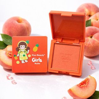 บลัชออน kiss Beauty Girl​ Blusher​ โทนส้ม โทนพีช​ เนื้อฝุ่นล…