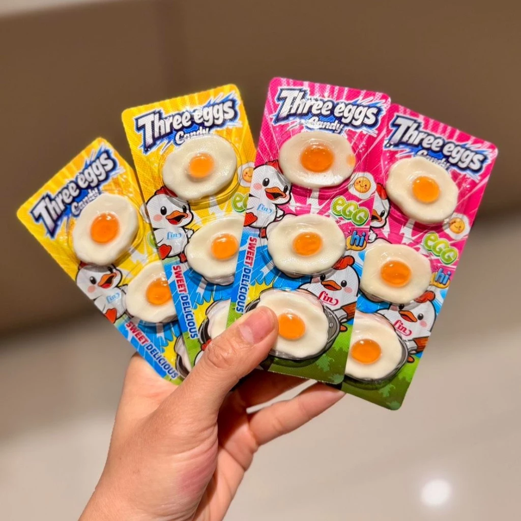 เยลลี่กัมมี่ไข่ 3 ฟอง แคนดี้ 1 กล่อง 30 แผง (1 แผง 3 ชิ้น)