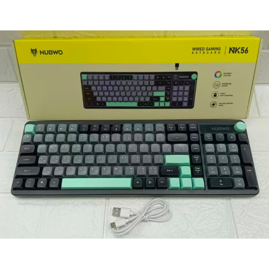 ส่งจากไทย Nubwo NK-56 Gaming Keyboard Membrane Switch ไทย/อังกฤษ ปุ่มนุ่มกดง่าย เปลี่ยนไฟได้ 7สี NK5